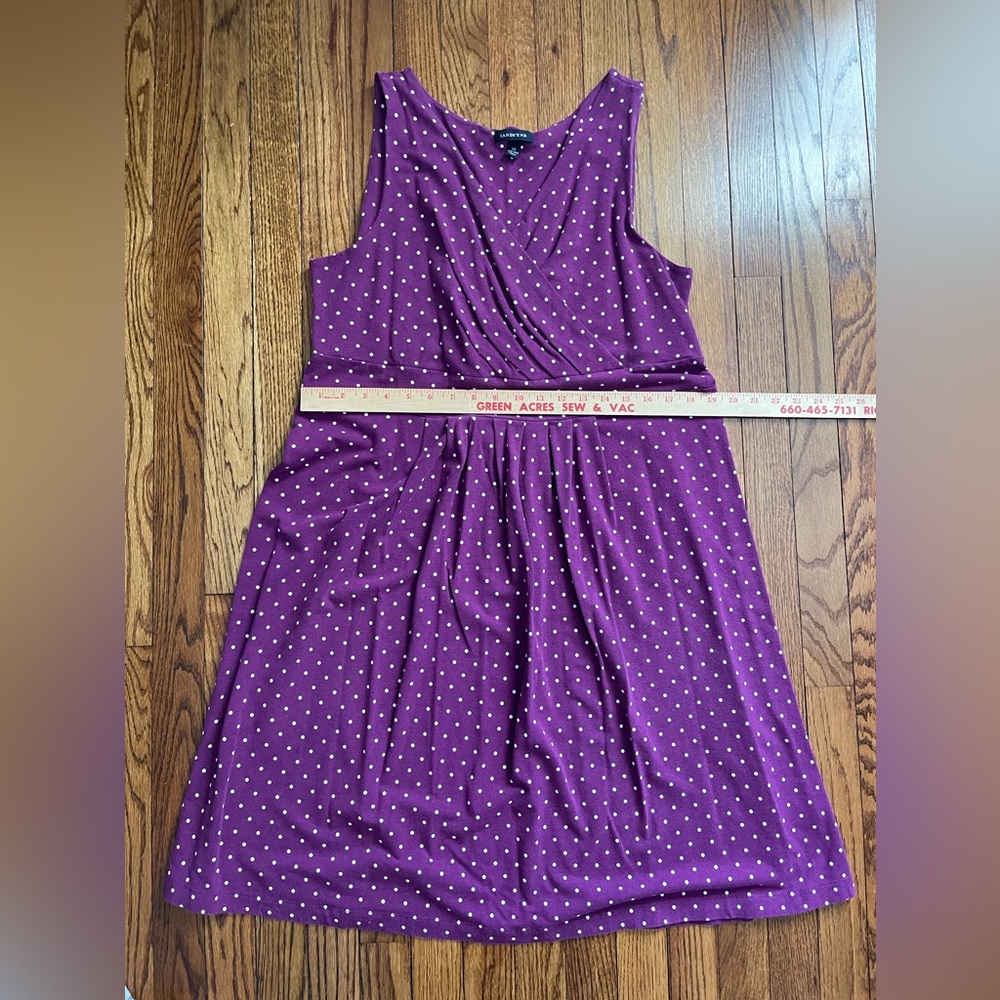 Lands End Purple Polka Dot Dress. 1X